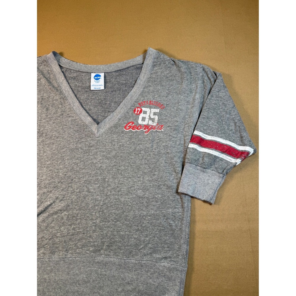Vintage‎ NCAA Georgia Bulldogs Pullover Sweatshirt Womens Large Gray Red Stripes